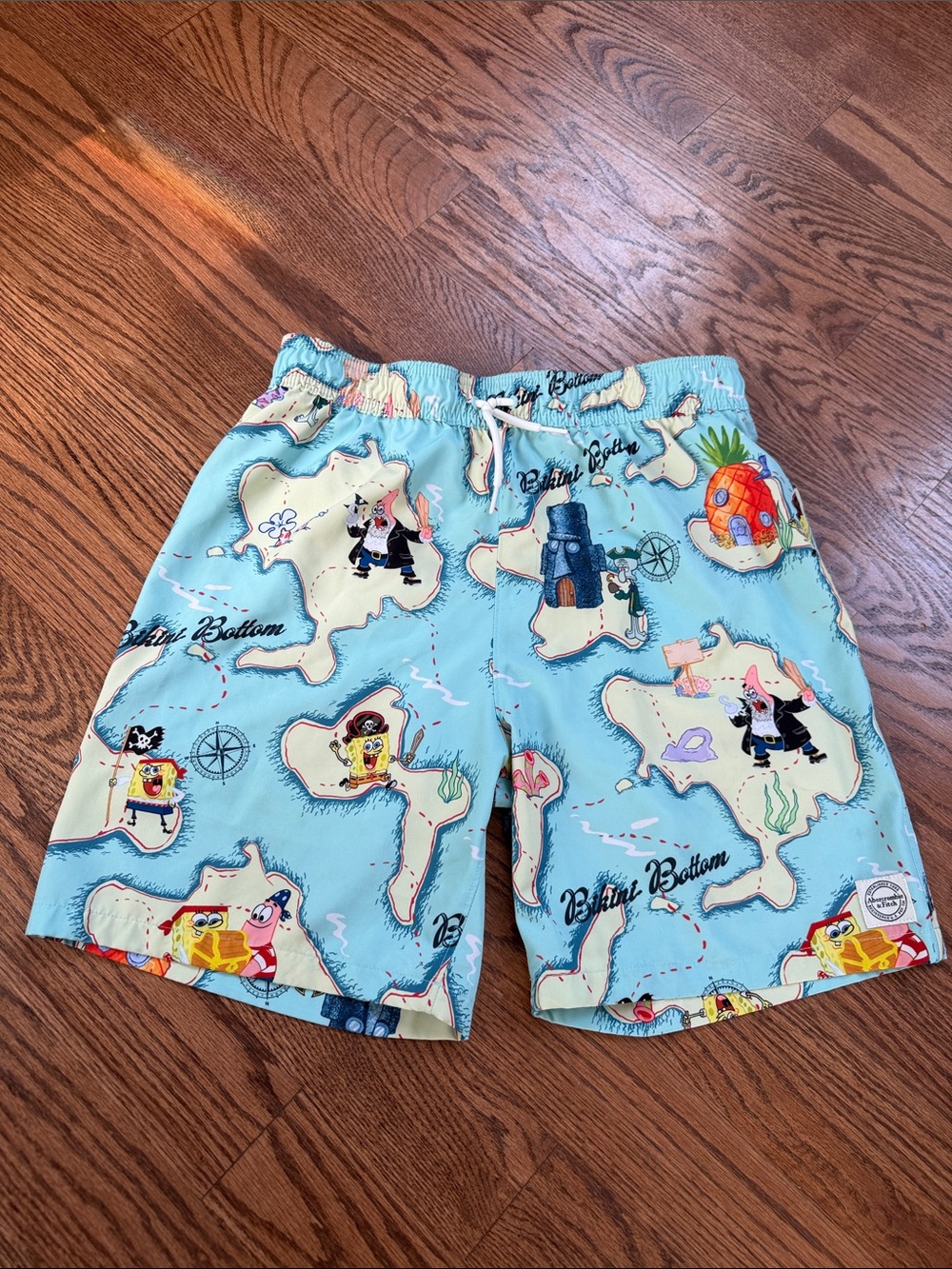Abercrombie Kids SpongeBob Bikini Bottom Light Blue Swim Shorts Size 17/18